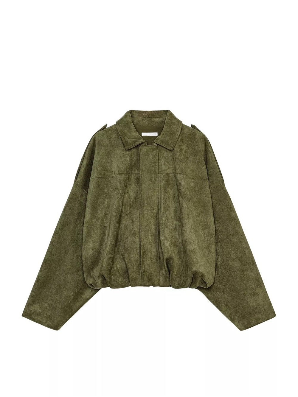 Zara Olive Green Suede Bomber Jacket - Women